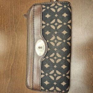 Fossil Black and Brown Patterned Wallet